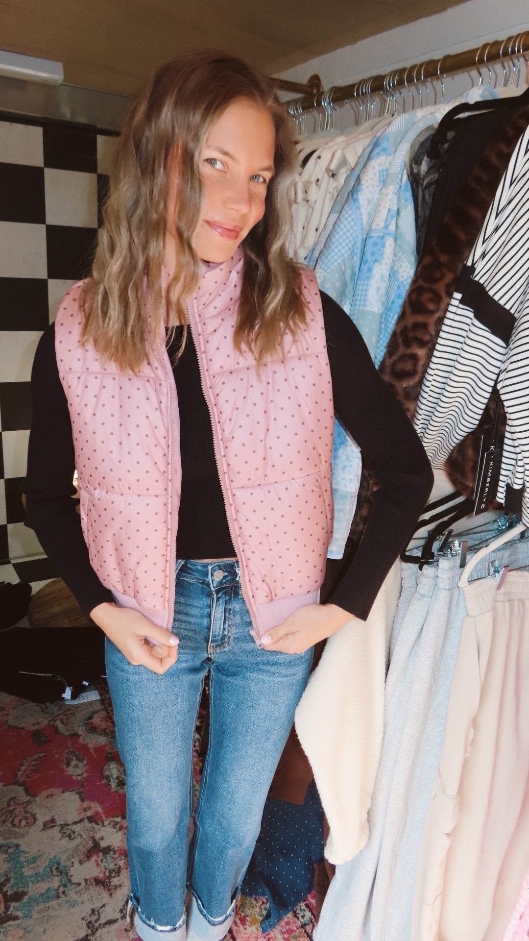 Love me some polka dot puffer vest