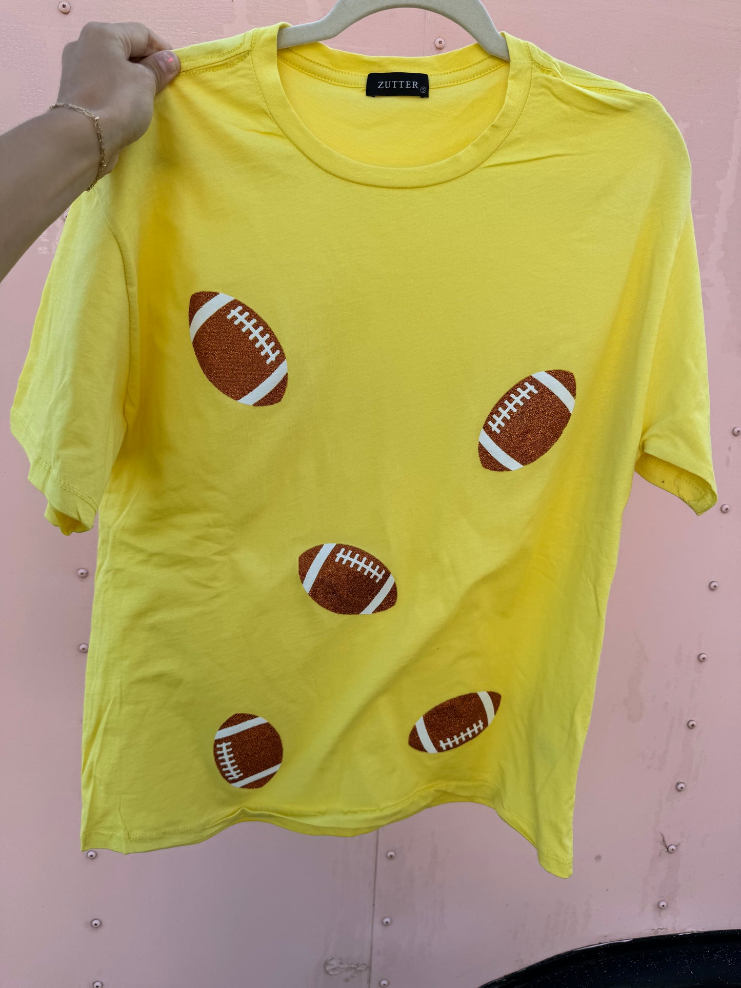 Gameday Girlie- Yellow Football T-shirt