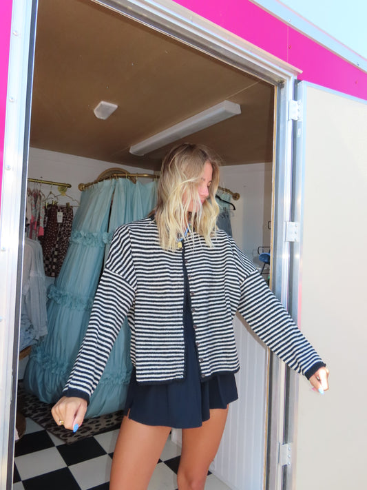 Sassy Stripe Button Down Cardigan