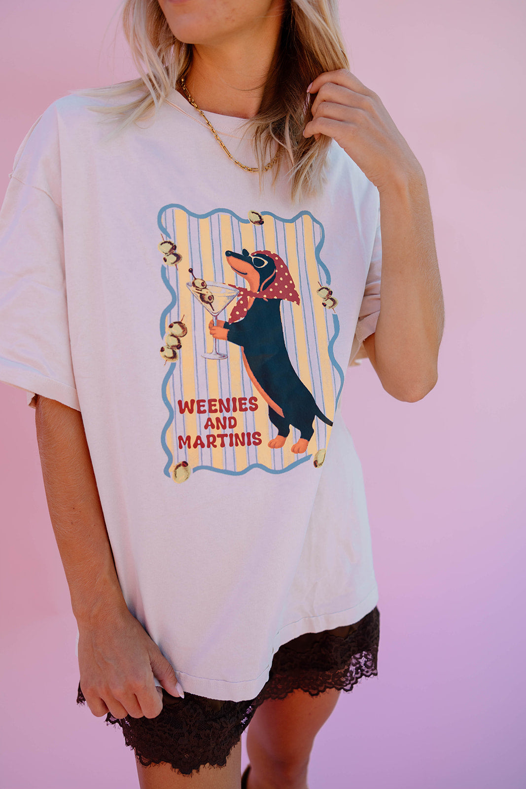 Weenies & Martinis Oversized Graphic Tee
