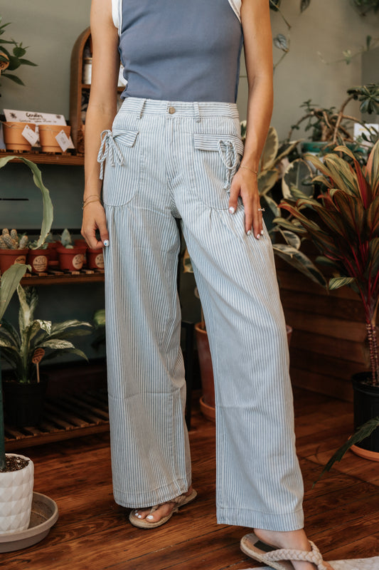Southern Stripe Balloon Cargo Wide Pants