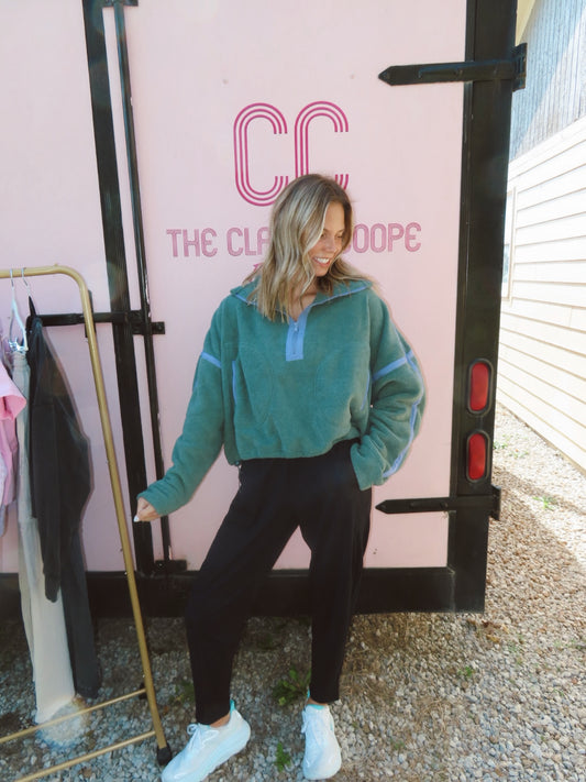 Juniper Contrast Trim Half Zip Up Fleece Pullover