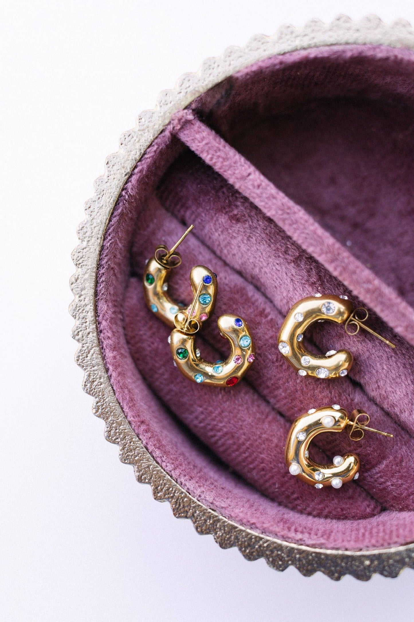 Ebby Crystal Hoop Earrings: COLORFUL