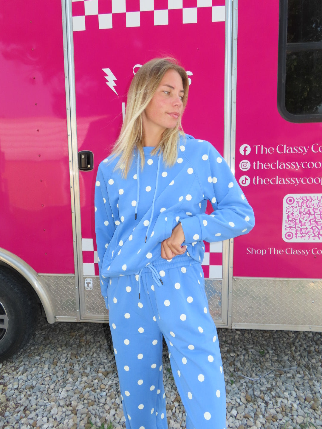 Playful Polka Dot Joggers-Blue
