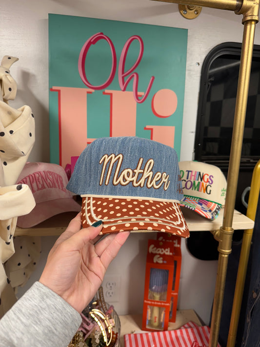 Denim Polka Dot Mother Trucker Hat