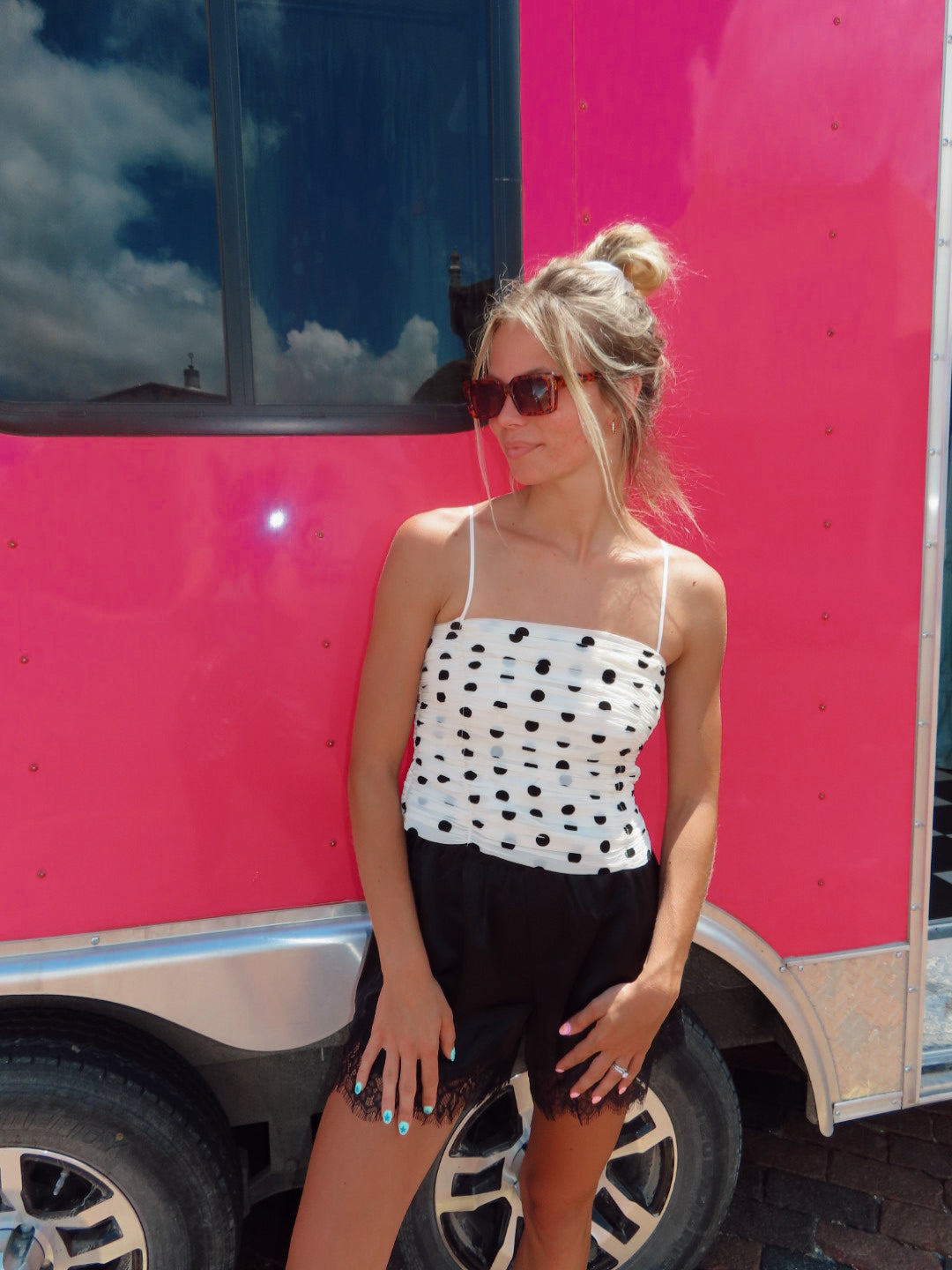 Polkadot Smocked Back Tank Top