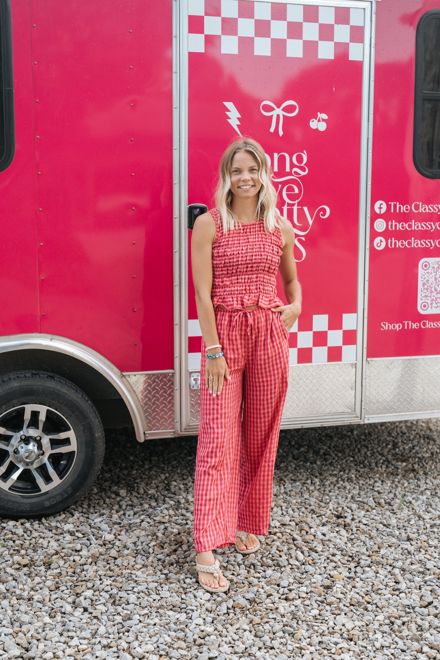 FUCHSIA FEVER GINGHAM PANTS