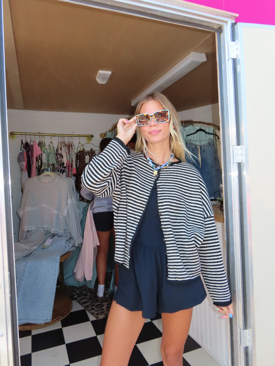Sassy Stripe Button Down Cardigan