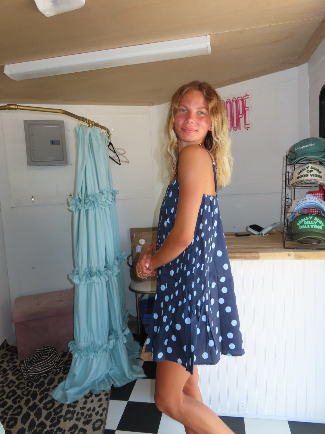 Jamie Polka Dot Mini Dress-Midnight