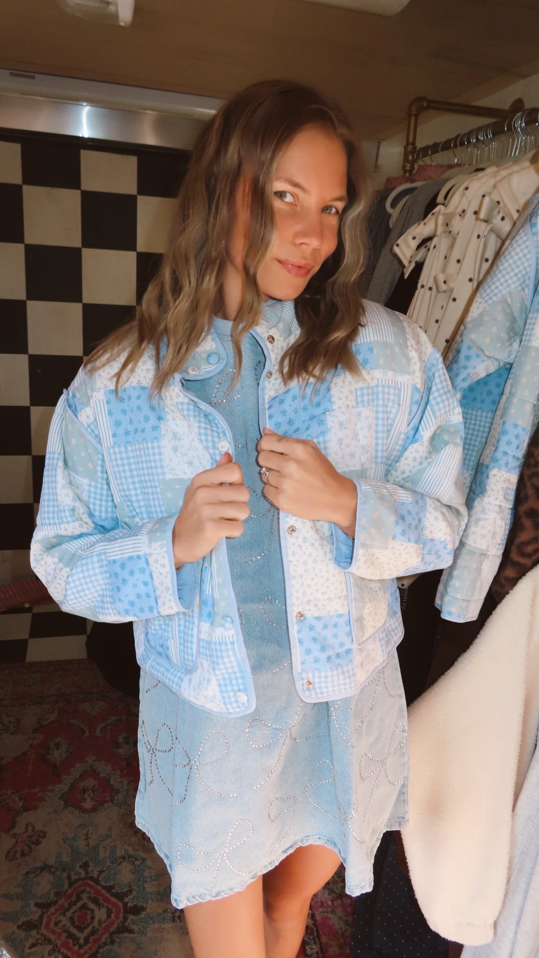 Blue Patchwork Quilted Jacket