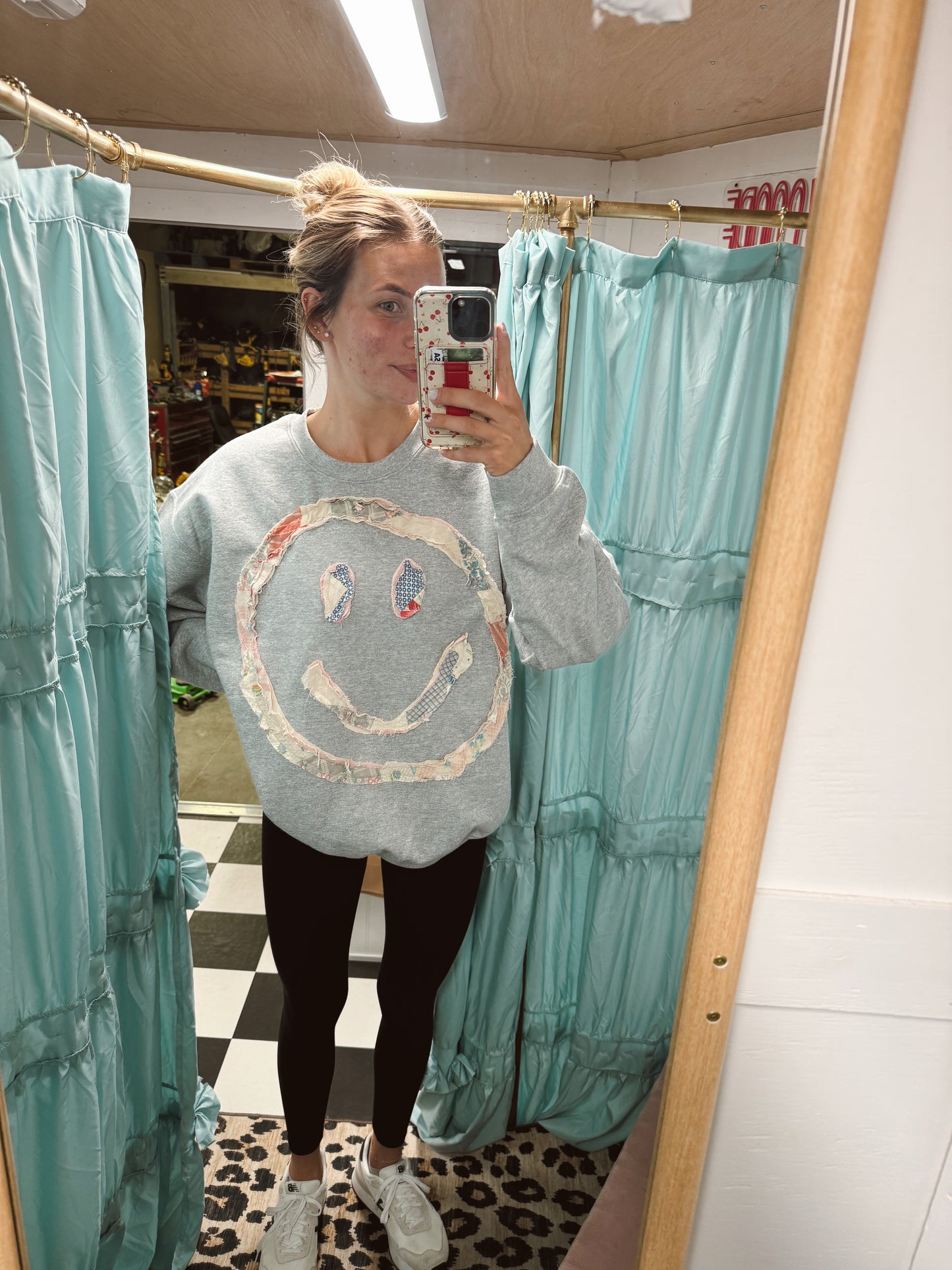 Granny’s Smiley Quilted Crew