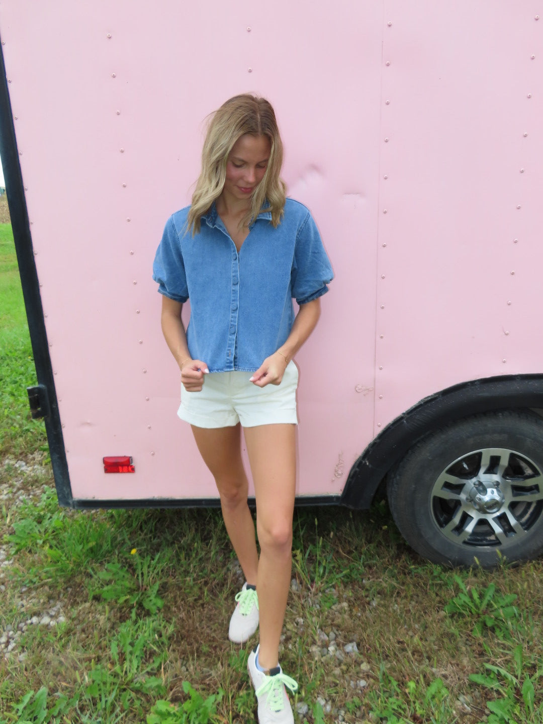 Daisy Denim Puff Sleeve Shirt