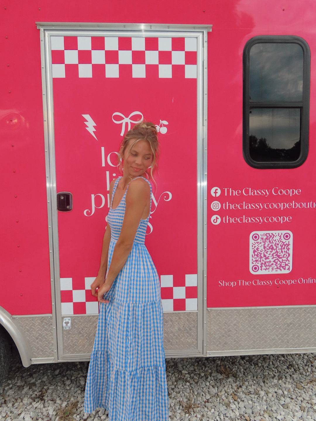 Don’t Go Breaking My Heart Gingham Maxi Dress- Blue & Peach