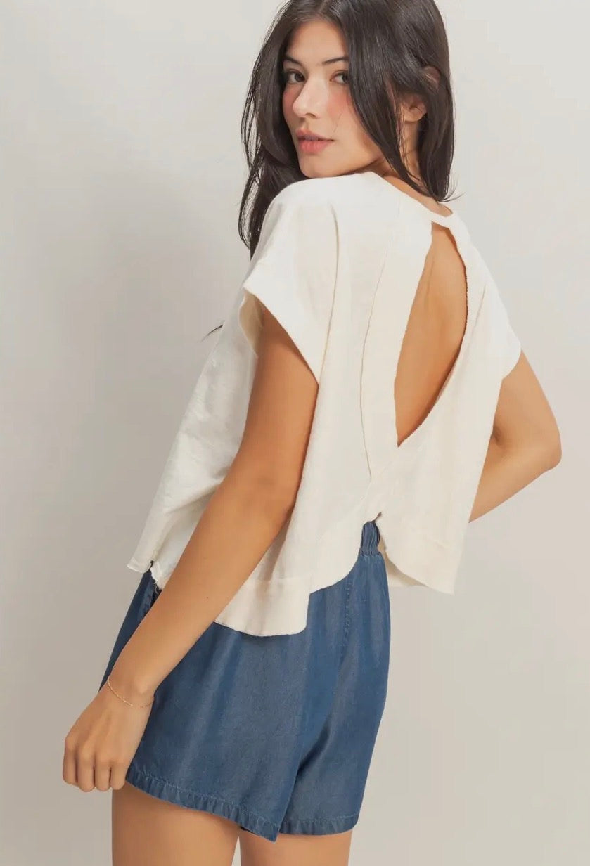 Cross Detail Open Back-Whip Cream