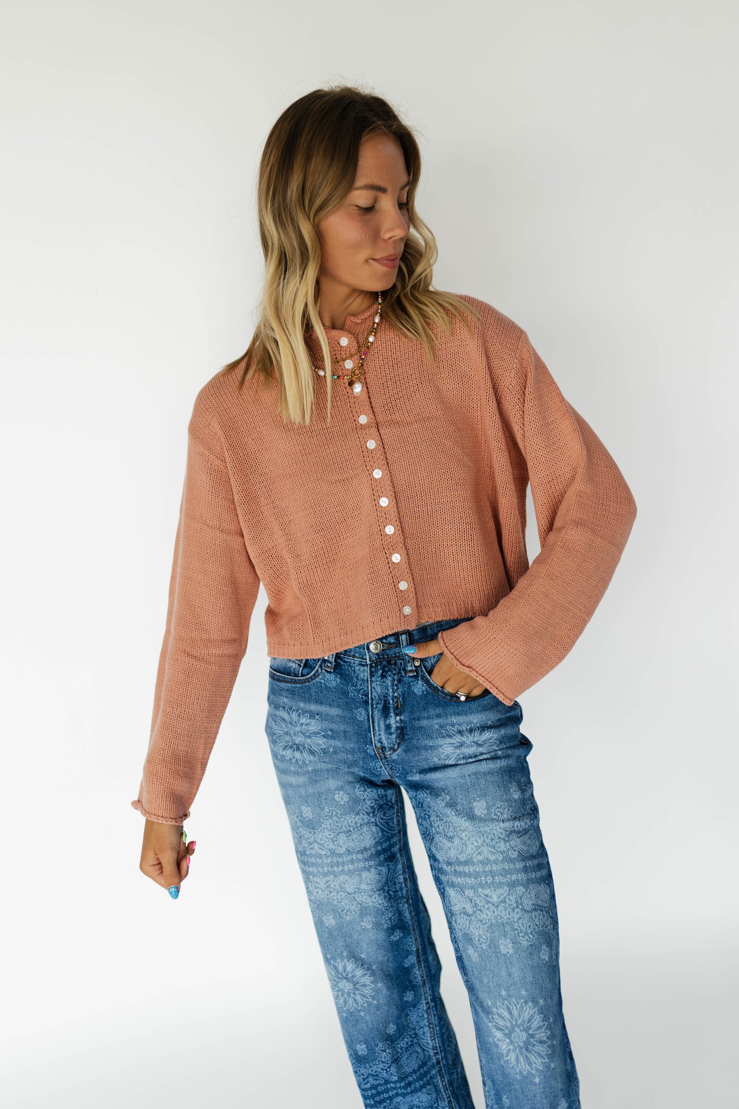 Peachy Button Cardigan