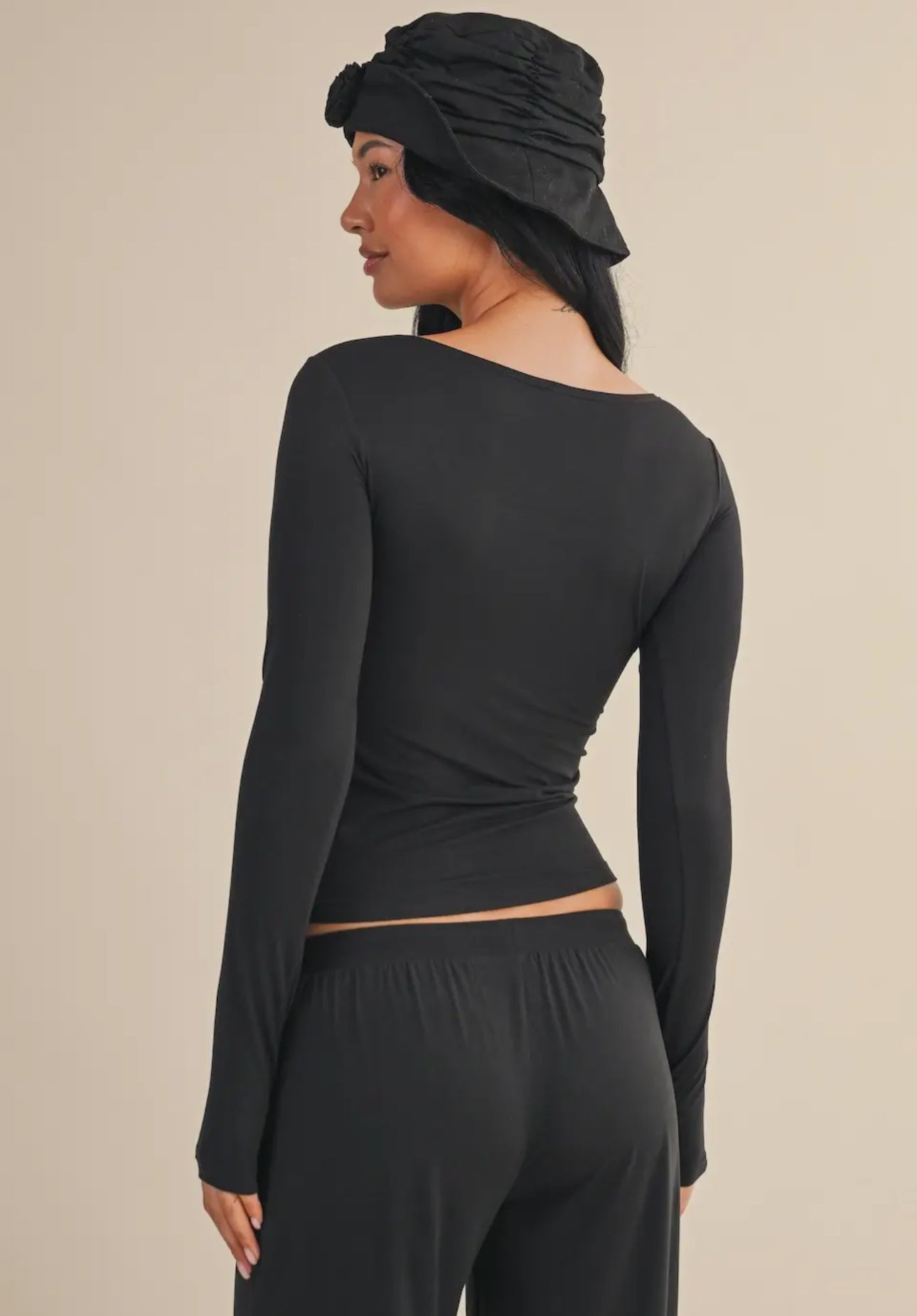 Soft Square Neck Long Sleeve Top