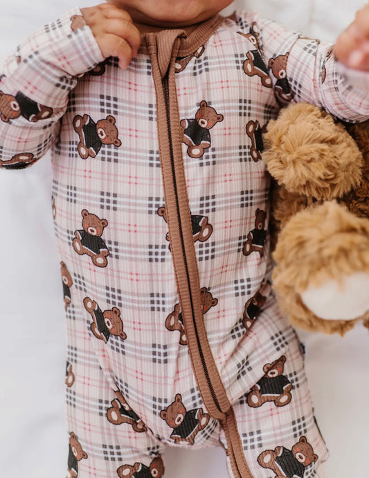 Beary Sweet Ribbed Bamboo Baby Sleeper