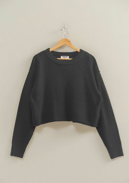 Hattie Cropped Sweater- Black