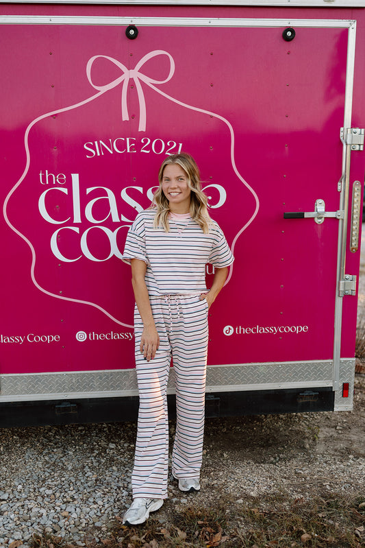 Strawberry Milkshake Wide Leg Stripe Pants