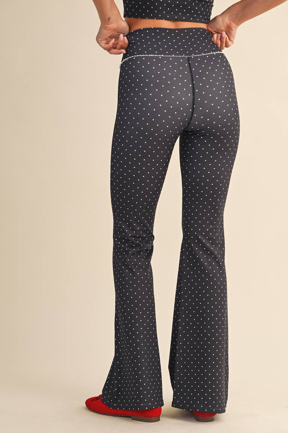 Polka Dot Print High Waist Flare Pants