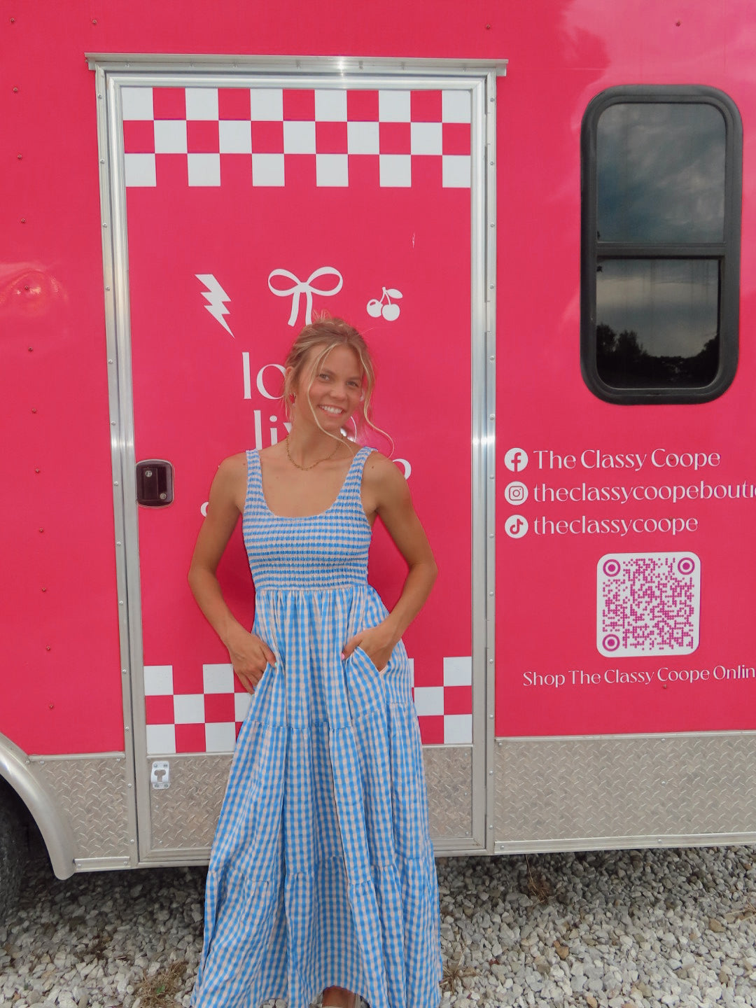 Don’t Go Breaking My Heart Gingham Maxi Dress- Blue & Peach