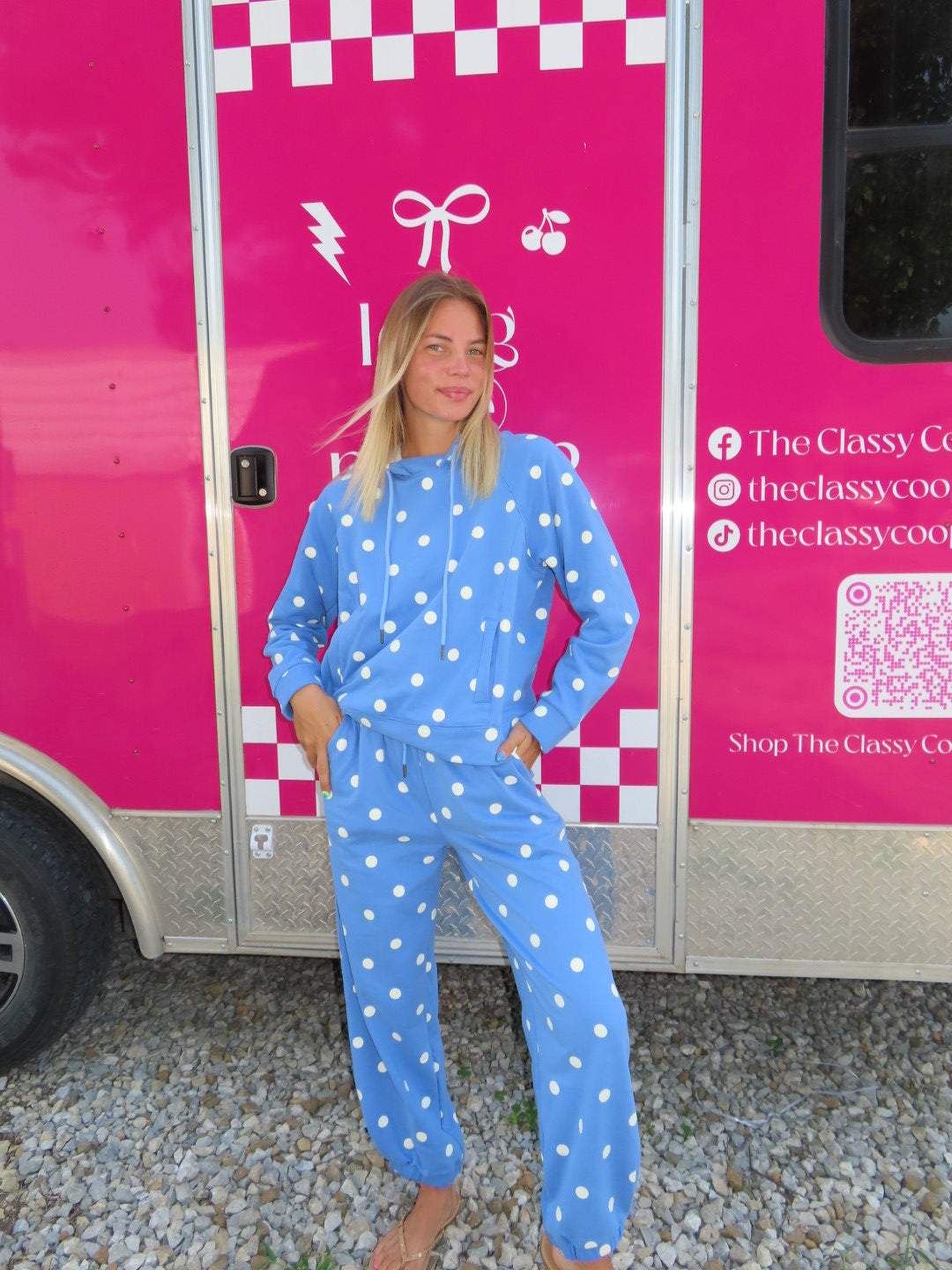Playful Polka Dot Joggers-Blue
