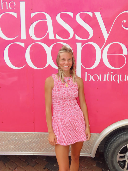 All American Red Gingham Romper