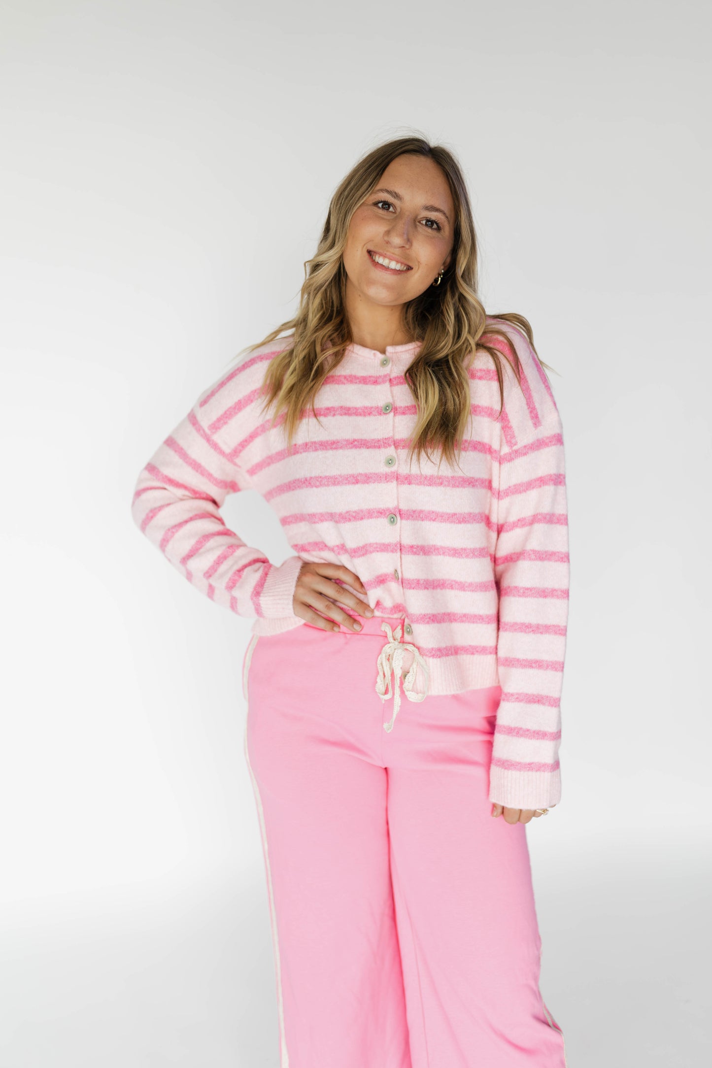 Classy Girl Pink Stripe Cardigan