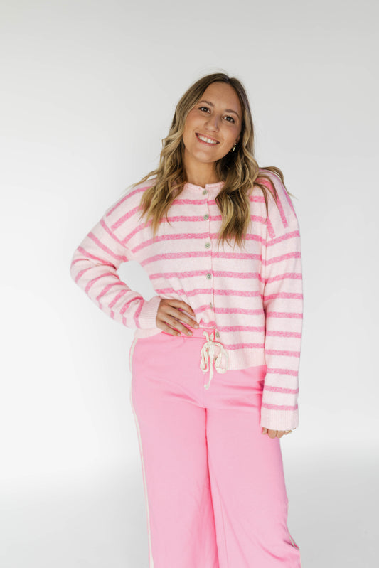 Classy Girl Pink Stripe Cardigan