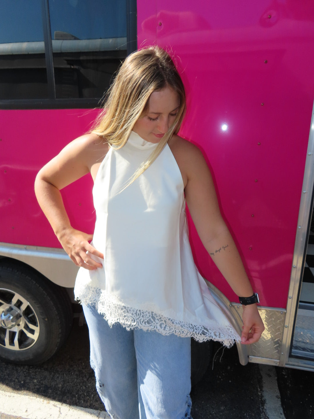 Autumn Asymmetrical Lace Tank Top