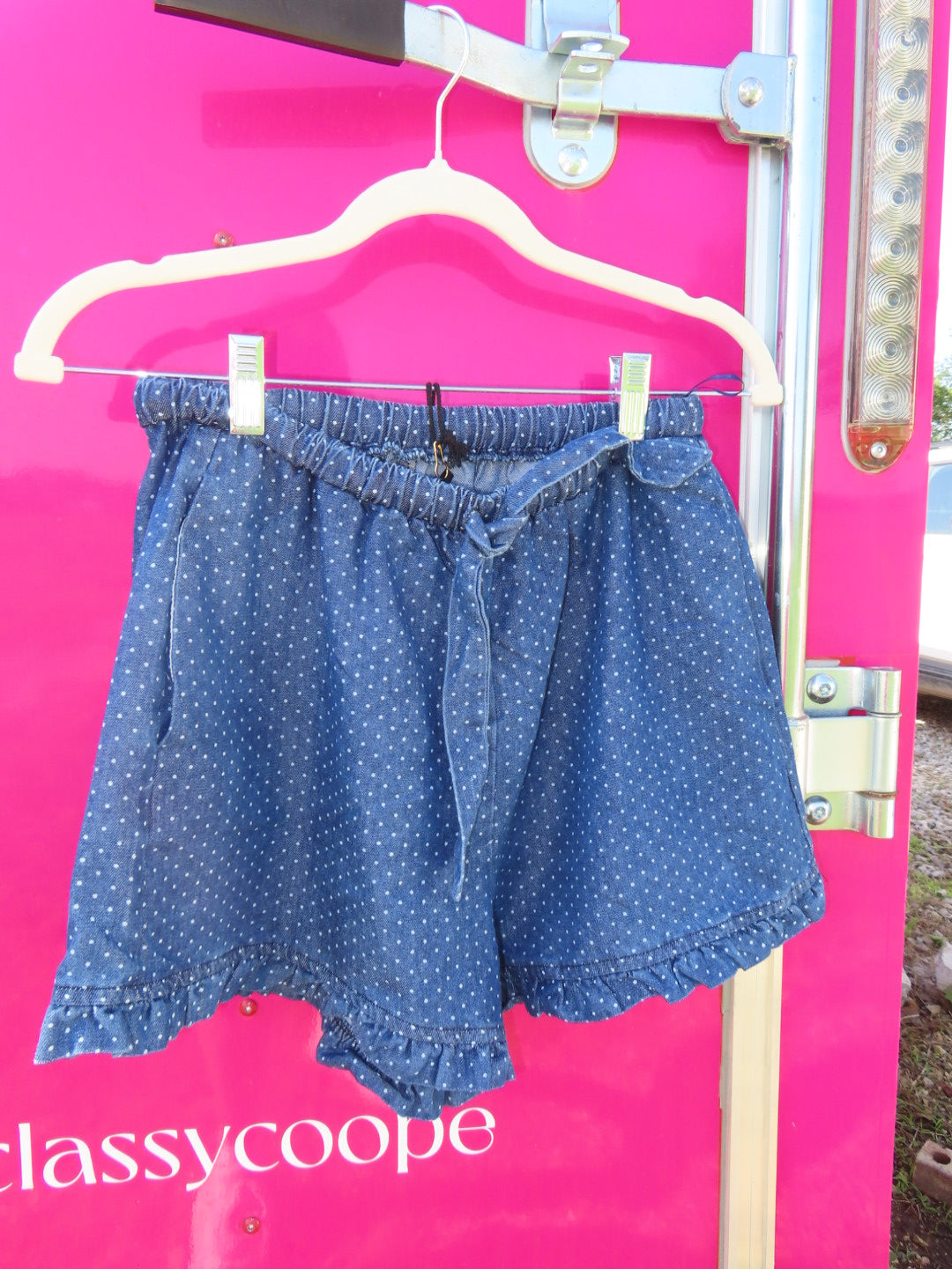 Polka Dot Ruffle Denim Short