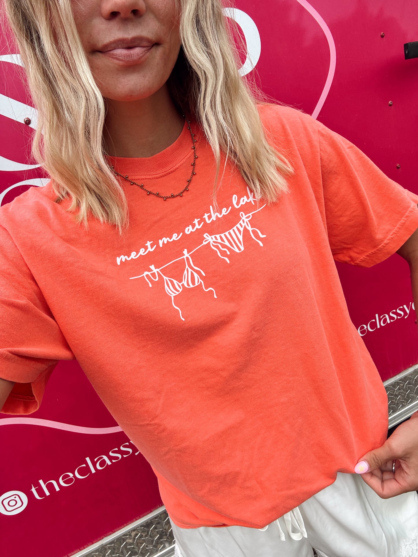 Meet Me At The Lake T-shirt| Coral