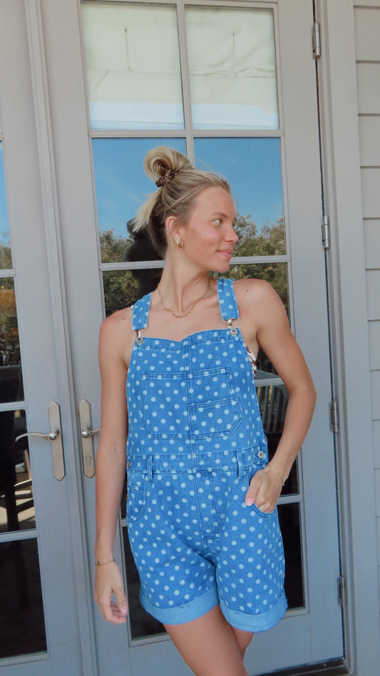 Everyday Polka Dot Shorty Overalls