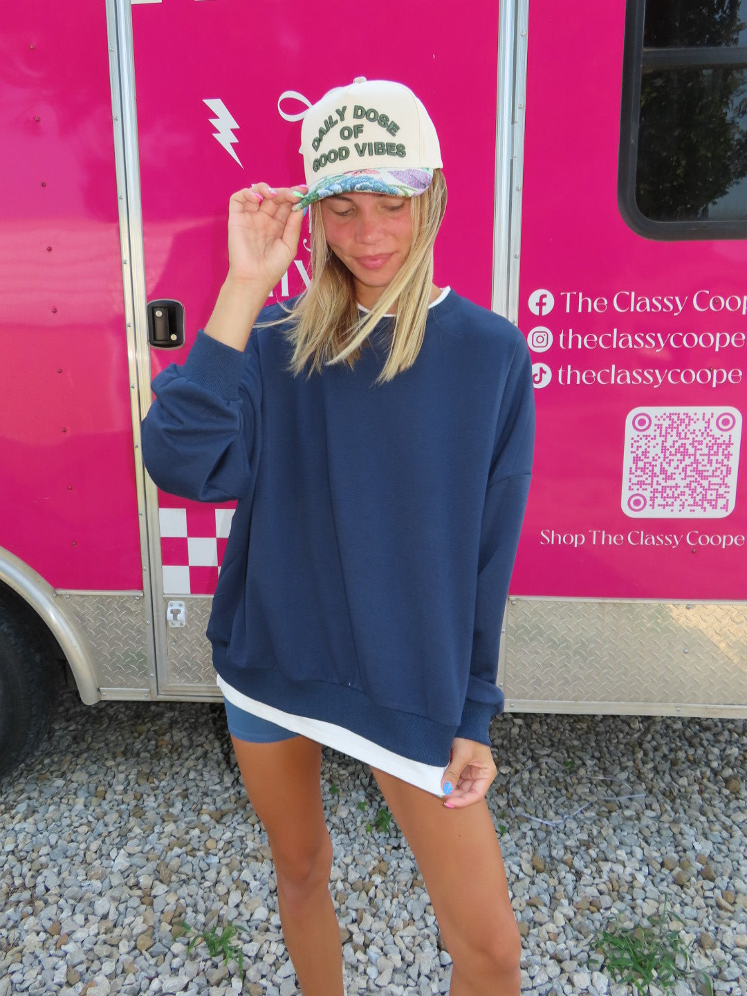 Kate Layered Sweatshirt in Navy
