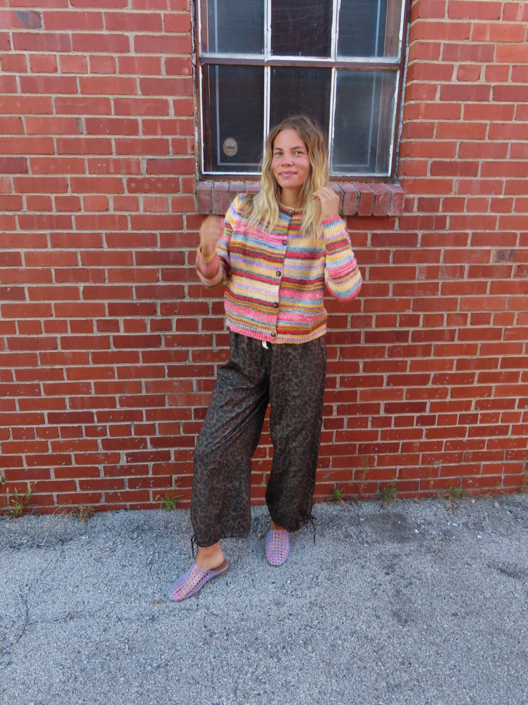 Space Dye Multicolored Stripe Cardigan
