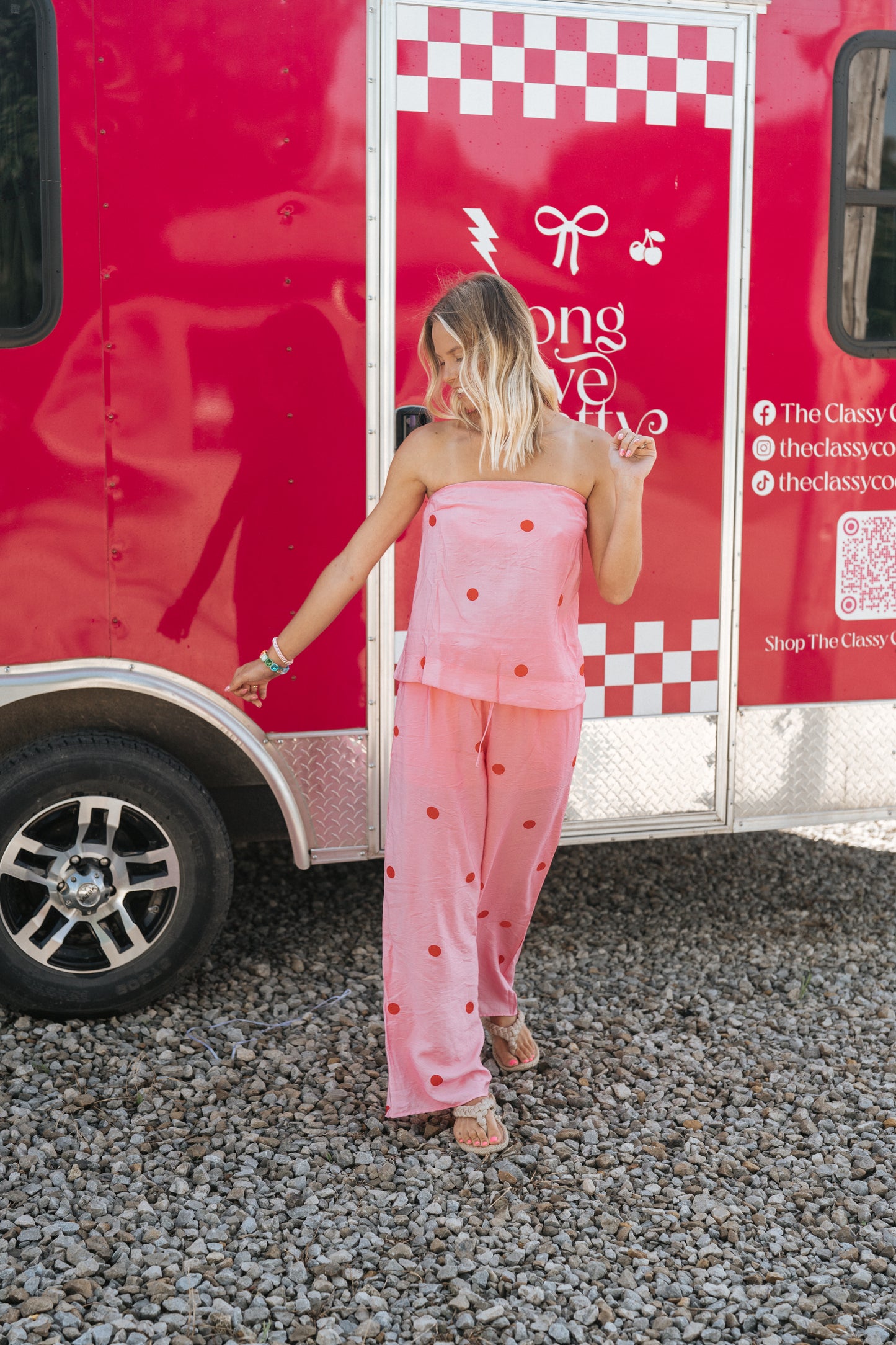 PINK FLAMINGO POLKA DOT PANT SET