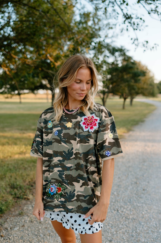 Cool Girl Camo Patchwork T-shirt