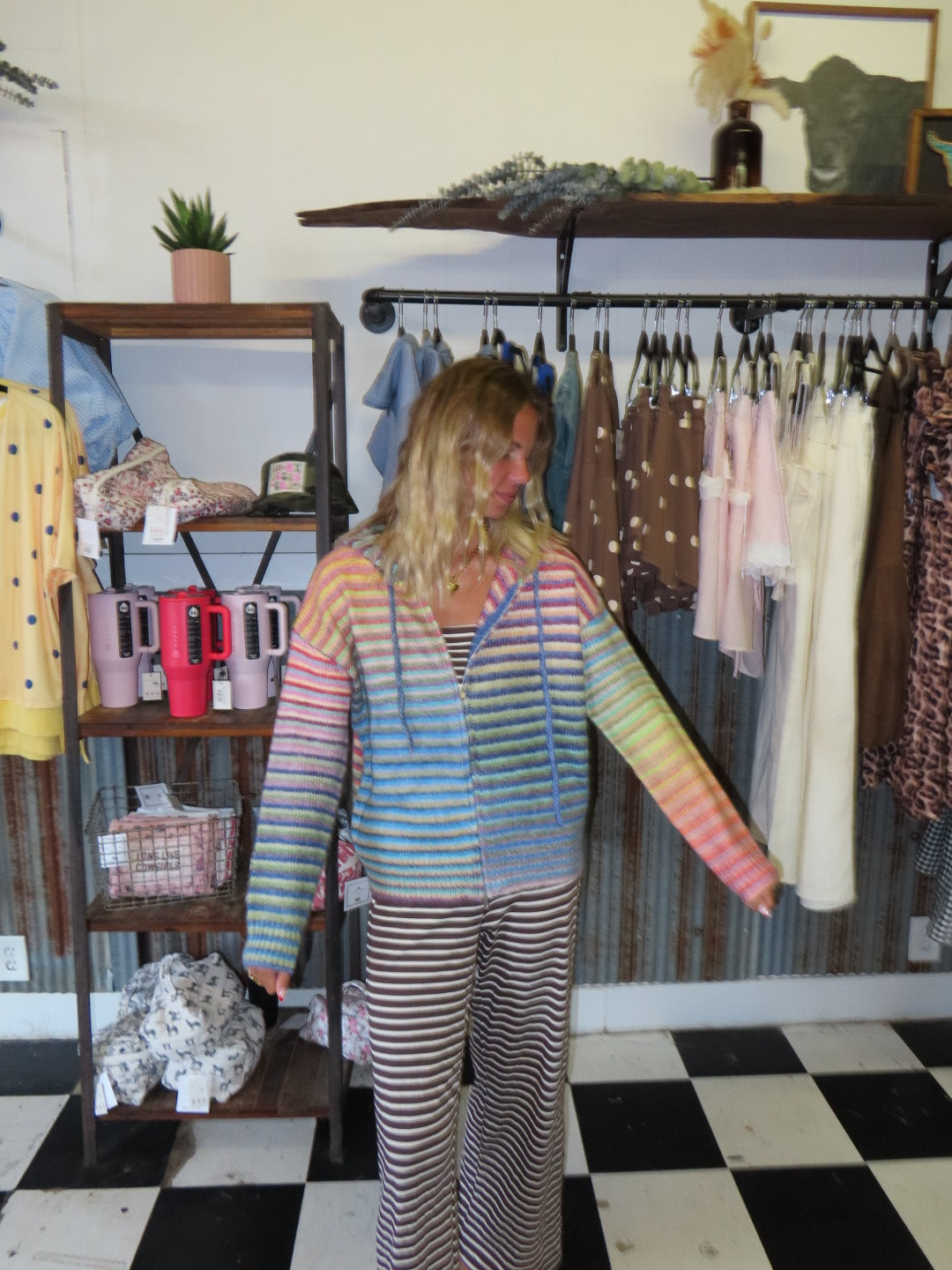 Rainbow Land Stripe Zip Sweater Hoodie