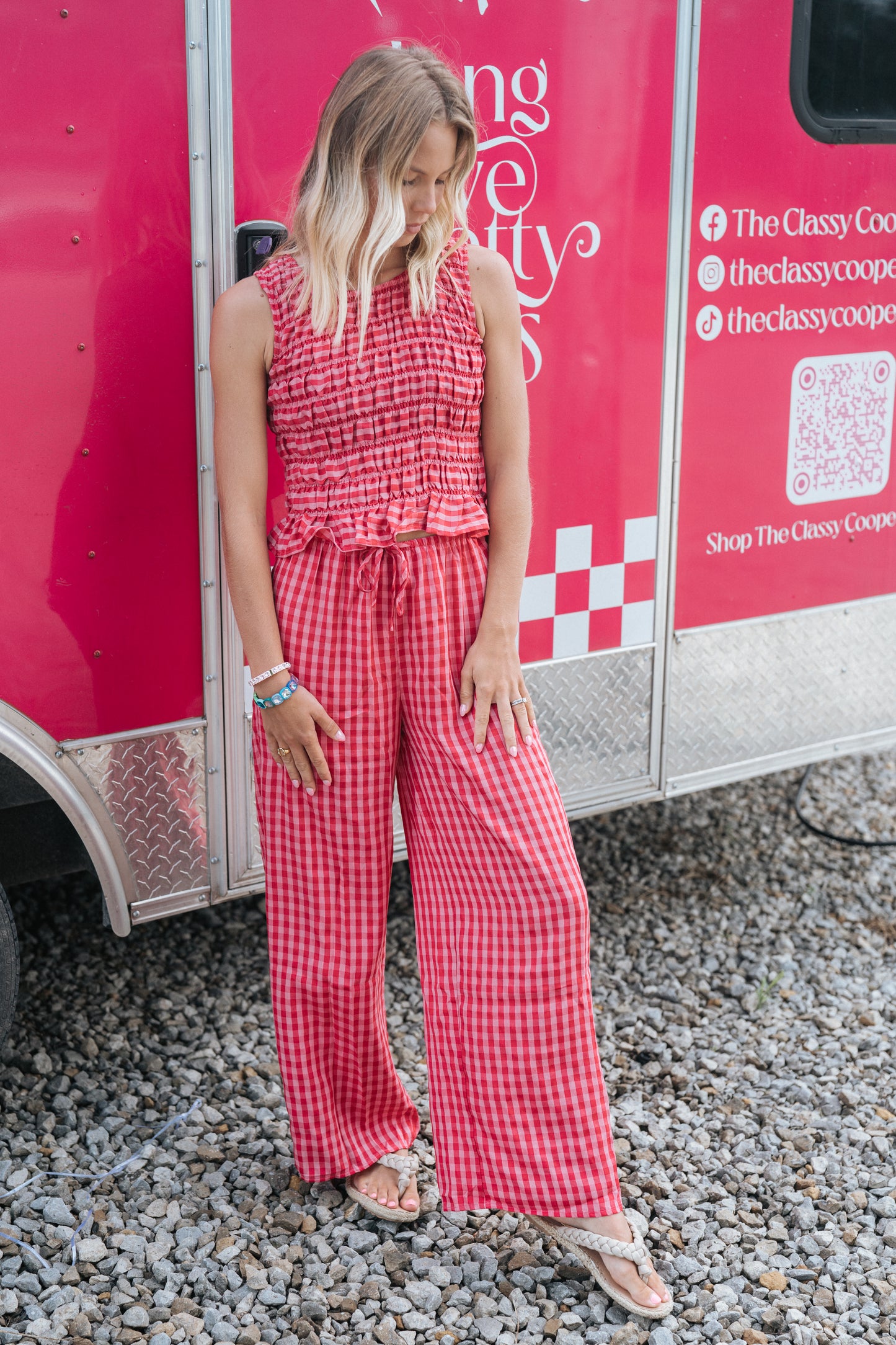 FUCHSIA FEVER GINGHAM PANTS