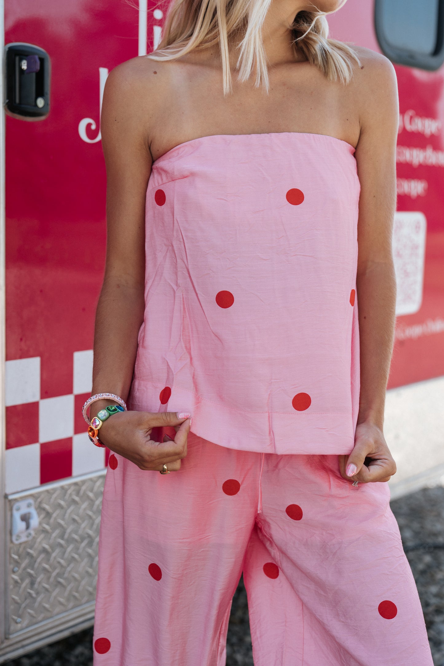 PINK FLAMINGO POLKA DOT PANT SET
