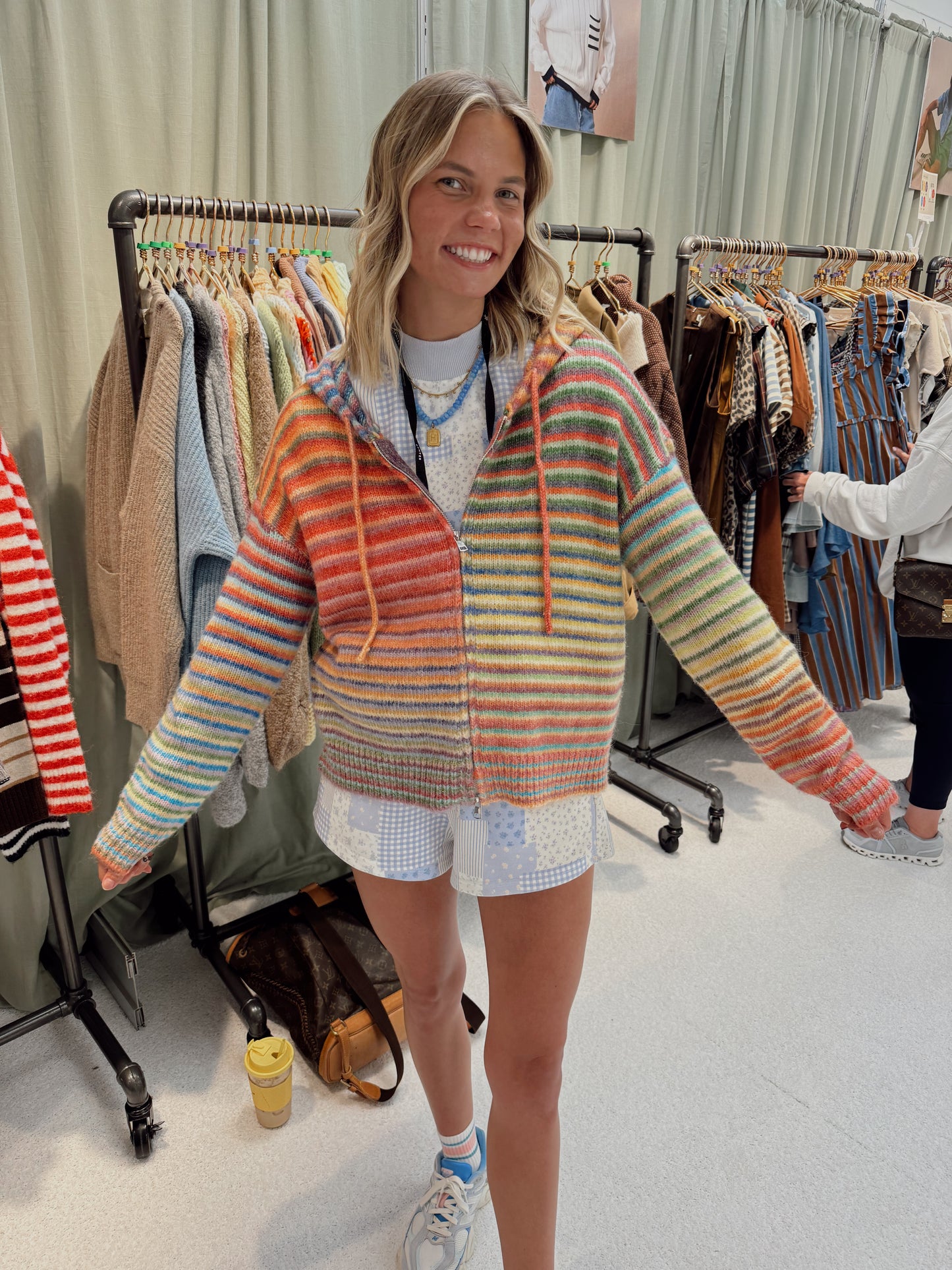 Rainbow Land Stripe Zip Sweater Hoodie