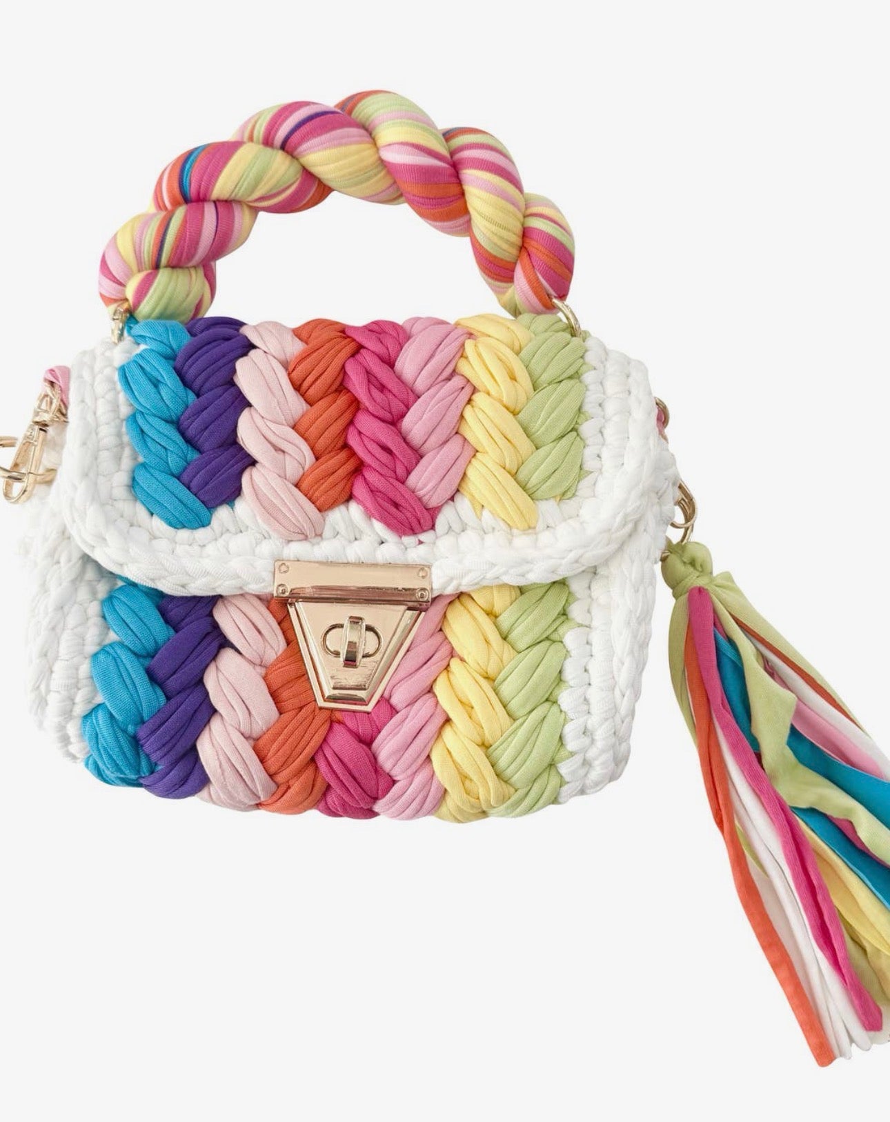 Alexis Woven Bag-Neon Rainbow