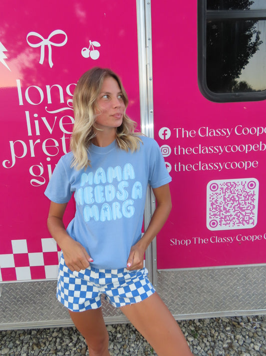 STRIPE MAMA NEEDS A MARG GRAPHIC TEE - DENIM