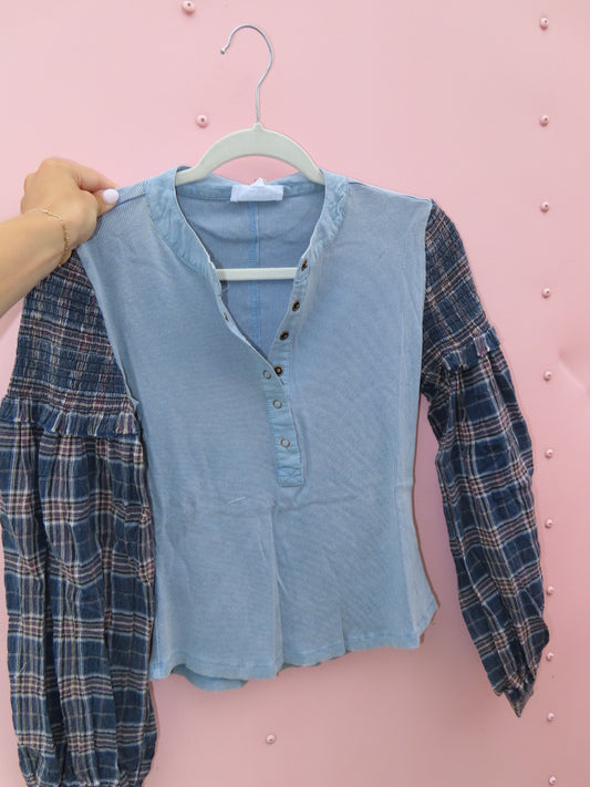 Give Me Long Sleeve Contrast Top