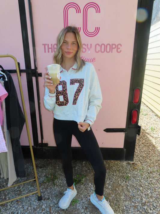 LEOPARD VARSITY PULLOVER