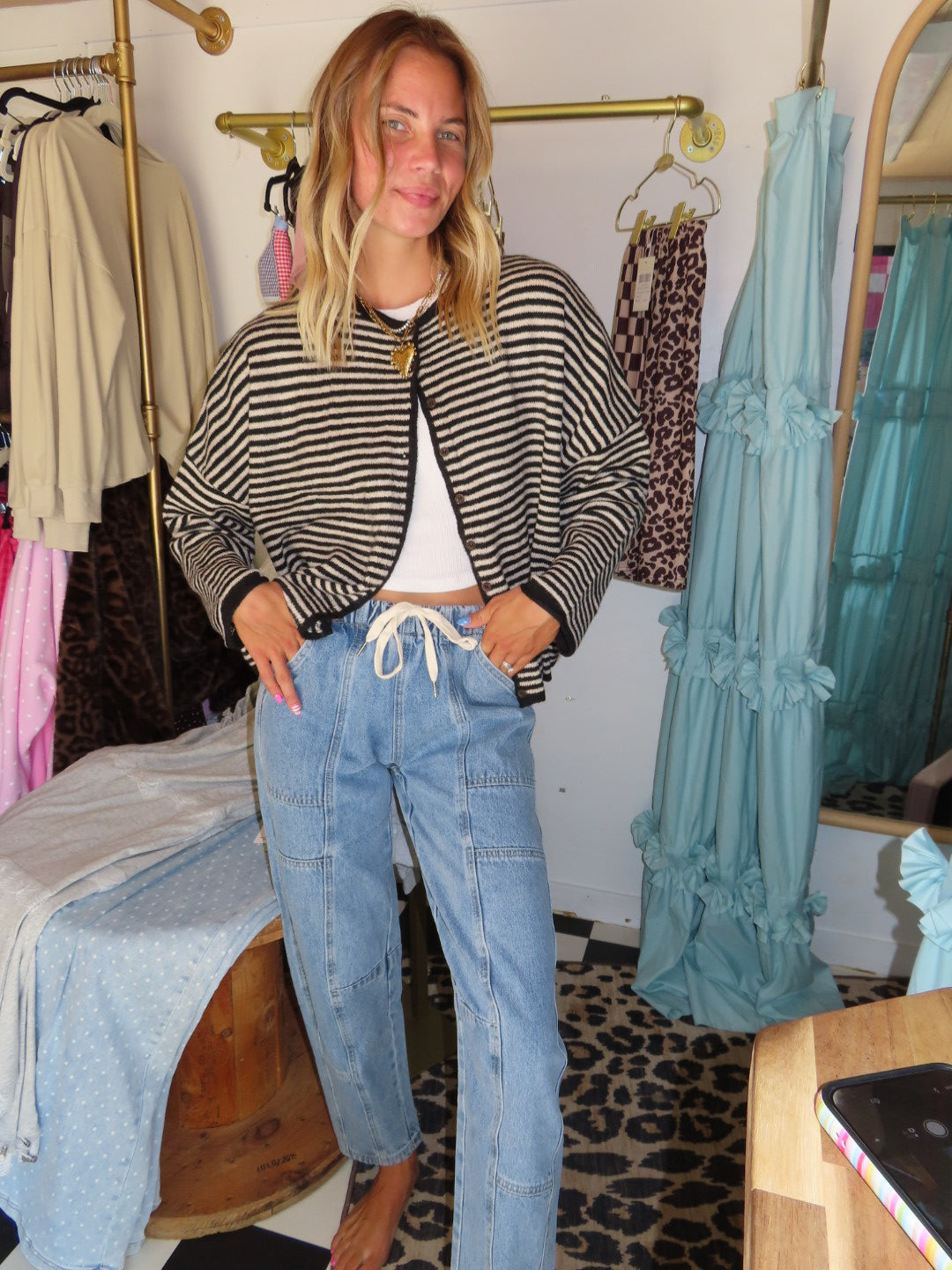 Baggy Denim Drawstring Jeans