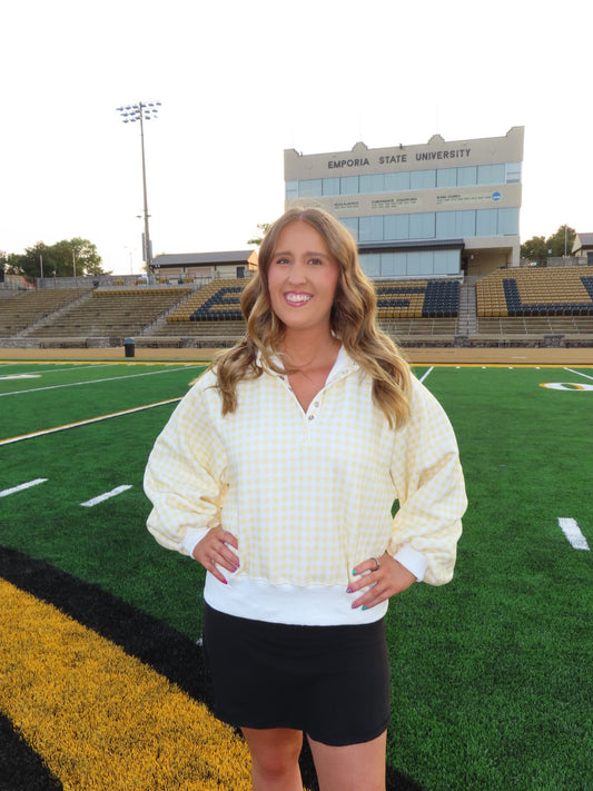 Gameday Gingham Pullover-Yellow