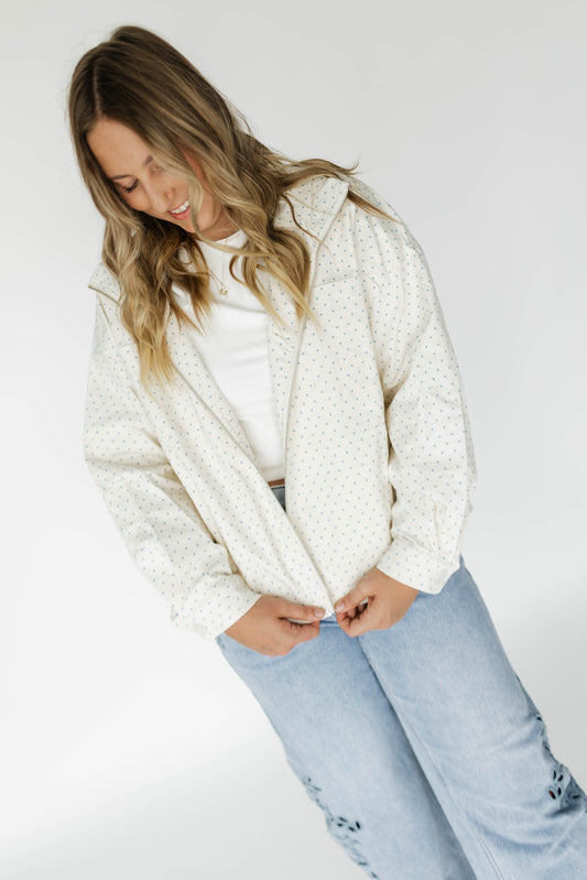 Polkadot zip up bomber jacket