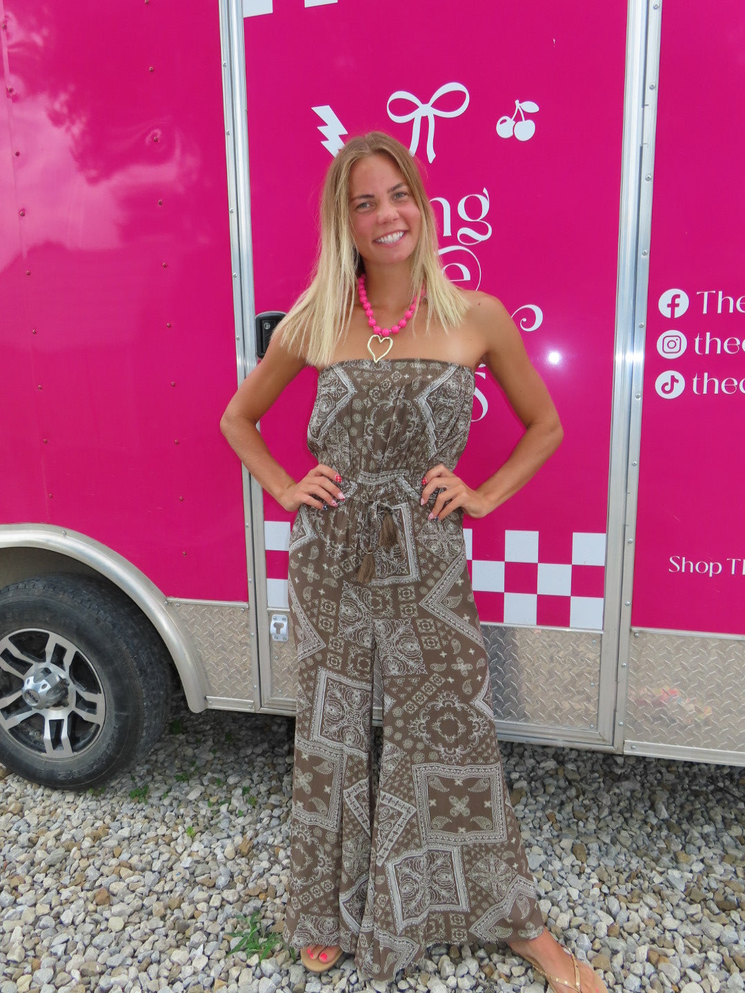 Paisley Print Tube Top Jumpsuit