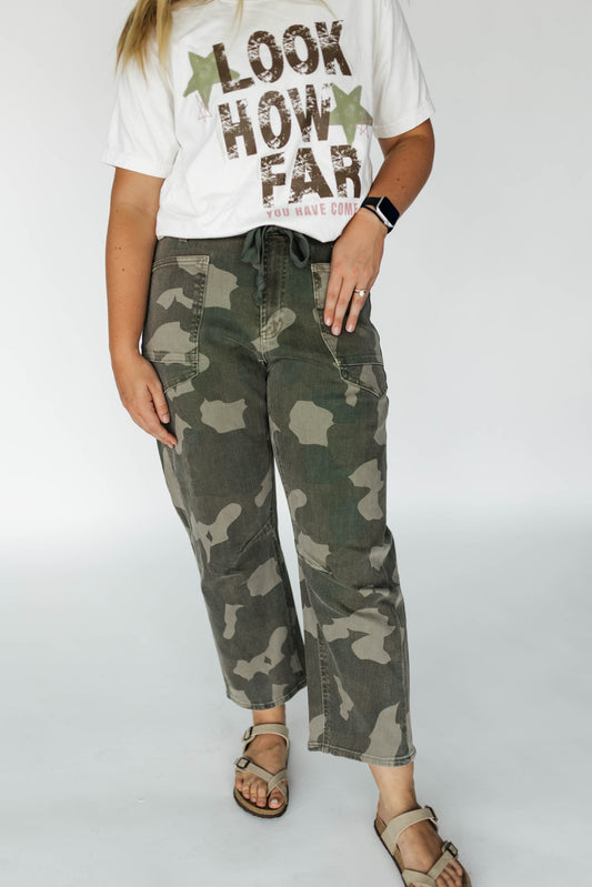 Roxy Camo Pull On Tie Barrel Pants
